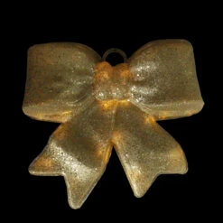 16" Gold Glittered Battery Operated Lighted LED Bow Christmas Decoration -Optimal Christmas Shop penn 34 586 066 2 00577.1667662791