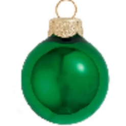 40ct Green Shiny Glass Christmas Ball Ornaments 1.25" (30mm)