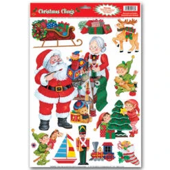 Club Pack Of 132 Assorted Santa's Workshop Window Clings Christmas Decorations 17"