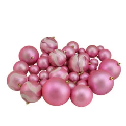39ct Pink Shatterproof 2-Finish Christmas Ball Ornaments 4" (100mm)