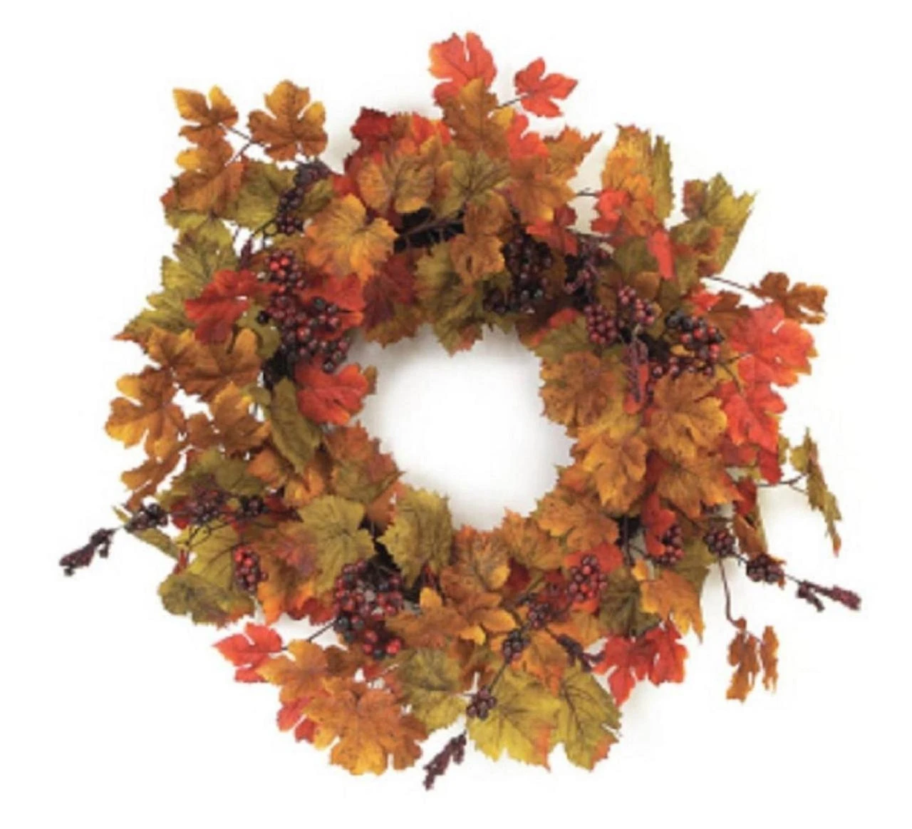 Green And Yellow Maple Leaves Artificial Spring Wreath - 24-Inch, Unlit 3 Green And Yellow Maple Leaves Artificial Spring Wreath - 24-Inch, Unlit