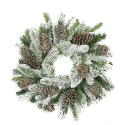Flocked Pine Cone And Twig Ball Artificial Christmas Wreath - 24-Inch, Unlit
