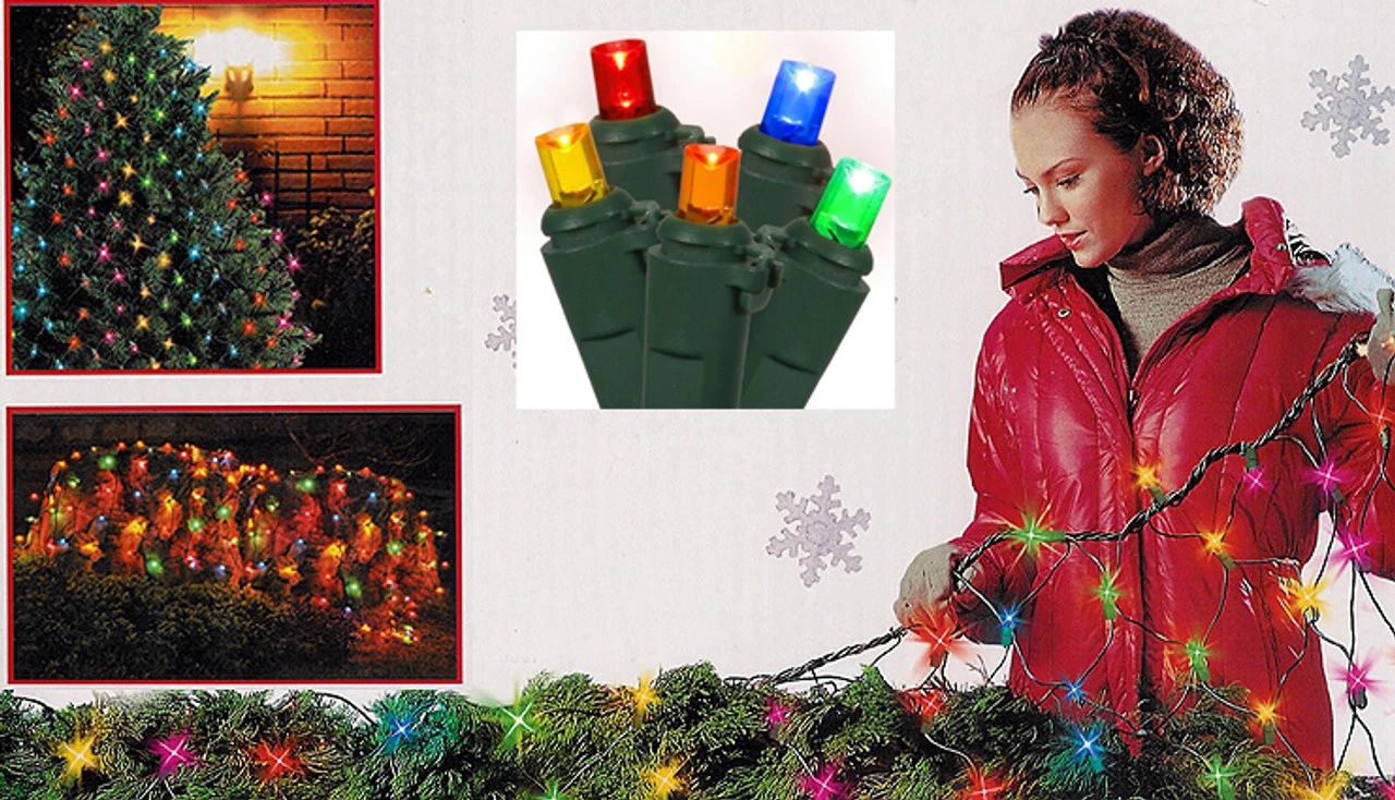 4' X 6' Multi-Color Wide Angle Net Style LED Christmas Lights - Green Wire 4 4' X 6' Multi-Color Wide Angle Net Style LED Christmas Lights - Green Wire - Image 2