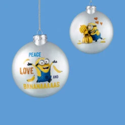 3.25" Despicable Me Double-Sided "Peace, Love, And Bananaaaaas!" Christmas Disc Ornament