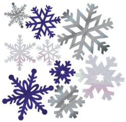 Club Pack Of 144 Silver And Blue Foil Christmas Snowflake Cutout Decorations 12"