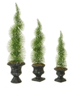 Set Of 3 Potted Sparkling Frosted Spiral Topiary Artificial Christmas Tree 1.5' - Unlit -Optimal Christmas Shop raz 3416392 1 41713.1667663051