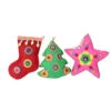 Set Of 3 Vibrantly Colored Bohemian Plush Star, Tree, And Stocking Christmas Ornaments 5" 1 Set Of 3 Vibrantly Colored Bohemian Plush Star, Tree, And Stocking Christmas Ornaments 5" -Optimal Christmas Shop raz 3814135 36056.1667659727