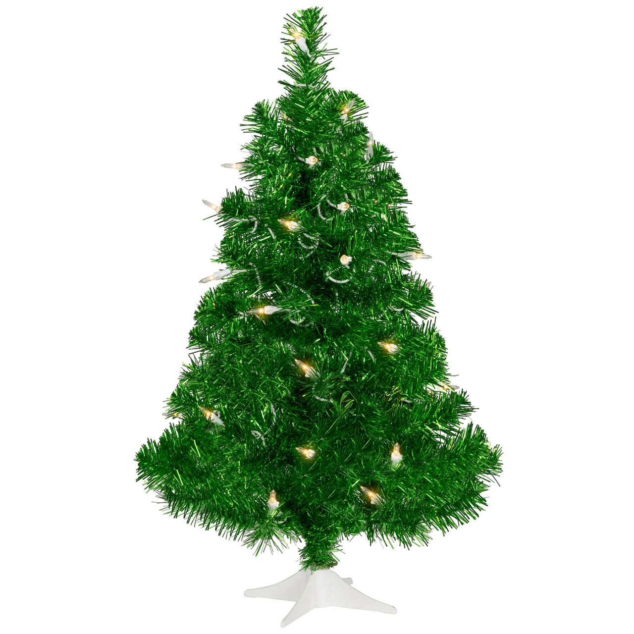 2' Pre-Lit Paradise Lime Green Tinsel Pine Artificial Christmas Tree - Clear Lights 4 2' Pre-Lit Paradise Lime Green Tinsel Pine Artificial Christmas Tree - Clear Lights - Image 2