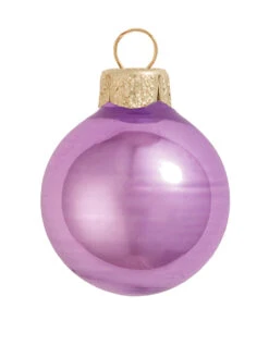8ct Soft Lavender And Gold Shiny Glass Christmas Ball Ornaments 3.25" (80mm)