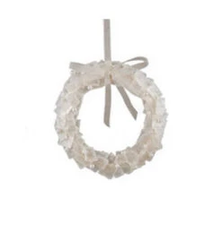 5" Pearl White Winter Artificial Christmas Wreath Ornament
