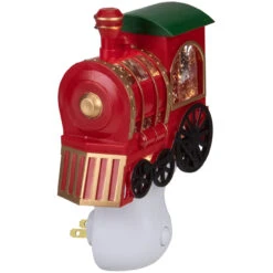 6.5" Red, Green And Gold Glitter Bubble Lamp Christmas Train Night Light -Optimal Christmas Shop roman 160166 2 39559.1667575777