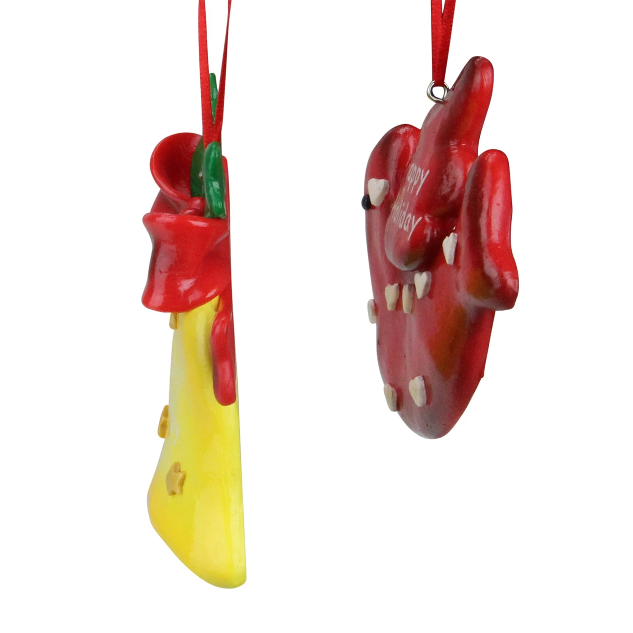 Club Pack Of 24 Yellow And Red Happy Holiday Bell And Cardinal Christmas Ornaments 4.25" 4 Club Pack Of 24 Yellow And Red Happy Holiday Bell And Cardinal Christmas Ornaments 4.25" - Image 2