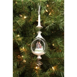 12.5" White Caroling Family Inside Of Glass Pendant Christmas Finial Ornament -Optimal Christmas Shop roman 3284220c 3 42466.1667664563