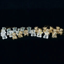Club Pack Of 96 Clear And Gold Assorted Teddy Bear Ornaments 1.5"