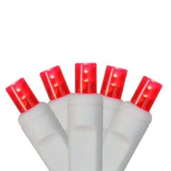 50 Red LED Wide Angle Christmas Lights - 16.3 Ft White Wire