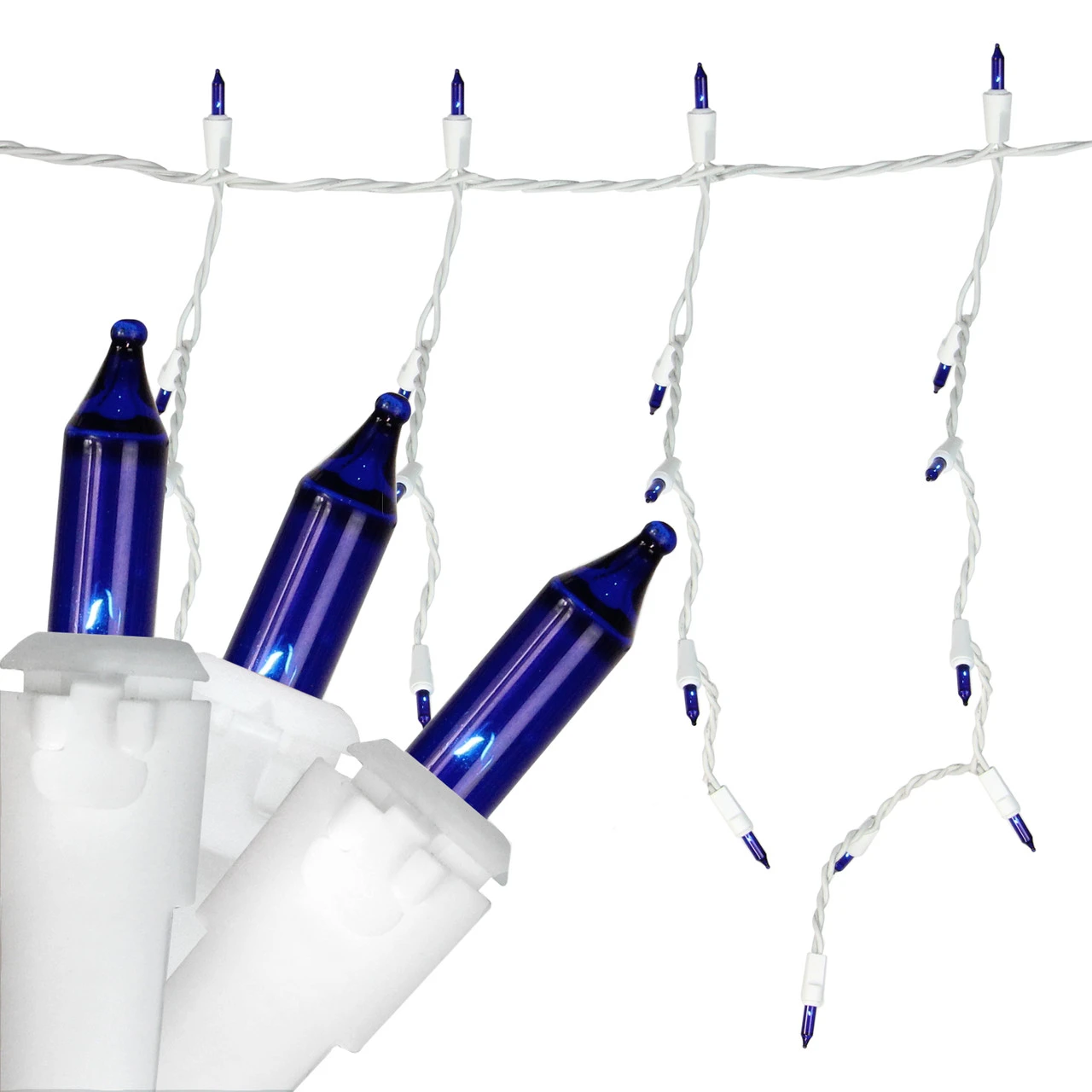 150-Count Blue Mini Icicle Christmas Light Set - 8.75ft, White Wire 4 150-Count Blue Mini Icicle Christmas Light Set - 8.75ft, White Wire - Image 2