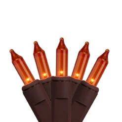 2' X 8' Orange Mini Christmas Net Style Tree Trunk Wrap Christmas Lights - Brown Wire