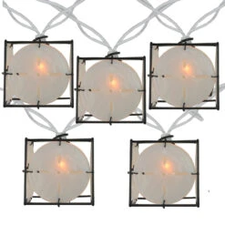 10 Pearlized White And Black Lantern Party Patio Christmas Lights - 7.5 Ft White Wire