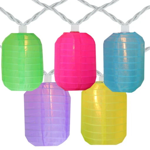 10-Count Pink And Green Mini Christmas Light Set, 7.5 Ft White Wire