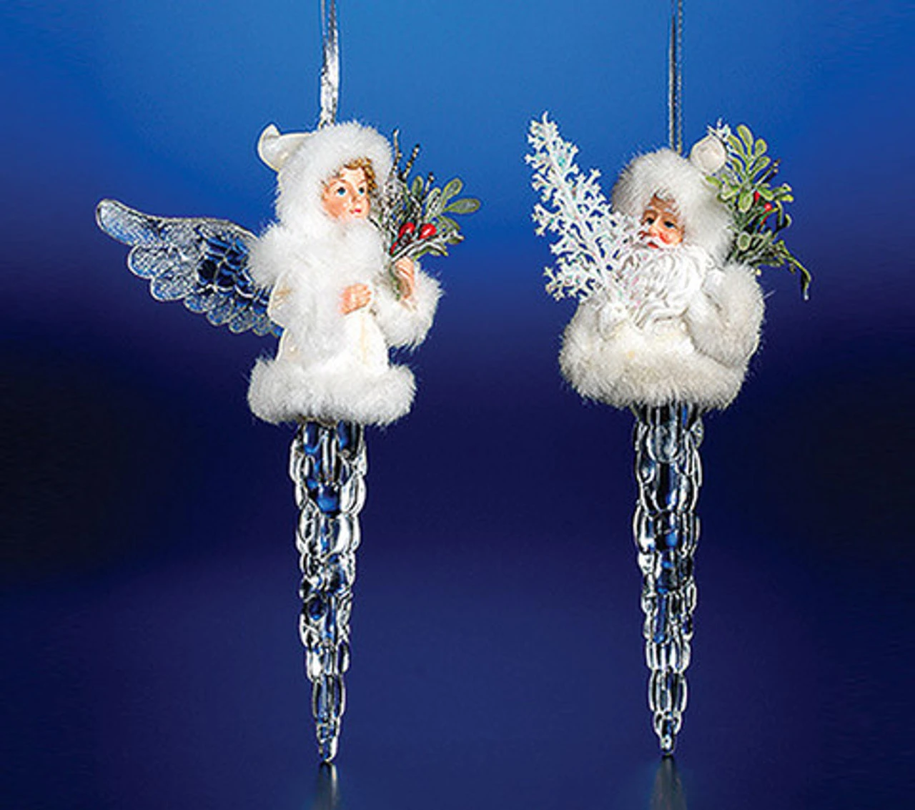 Pack Of 8 Clear Icy Crystal Decorative Christmas Icicle Angel Ornaments 7" 3 Pack Of 8 Clear Icy Crystal Decorative Christmas Icicle Angel Ornaments 7"