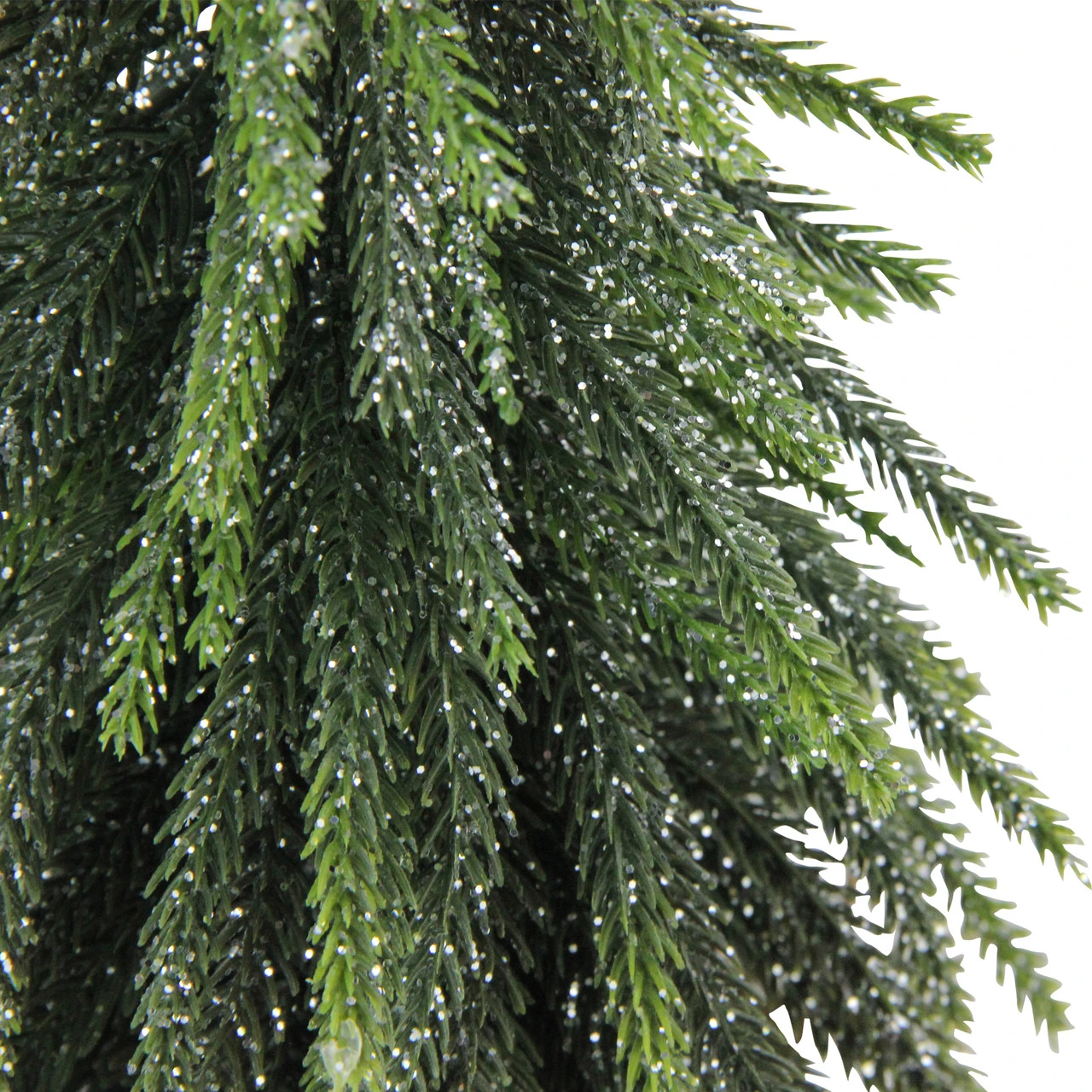 14" Green Glitter Weeping Mini Pine Christmas Tree In Burlap Covered Vase - Unlit 5 14" Green Glitter Weeping Mini Pine Christmas Tree In Burlap Covered Vase - Unlit - Image 3