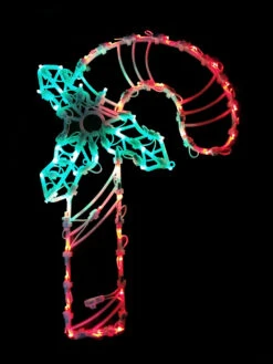 18" Red And Green LED Lighted Candy Cane Christmas Window Silhouette Decoration