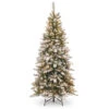 7.5’ Pre-Lit Snowy Mountain Pine Slim Pine Artificial Christmas Tree With Clear Lights -Optimal Christmas Shop smt 304 75 40281.1667578098