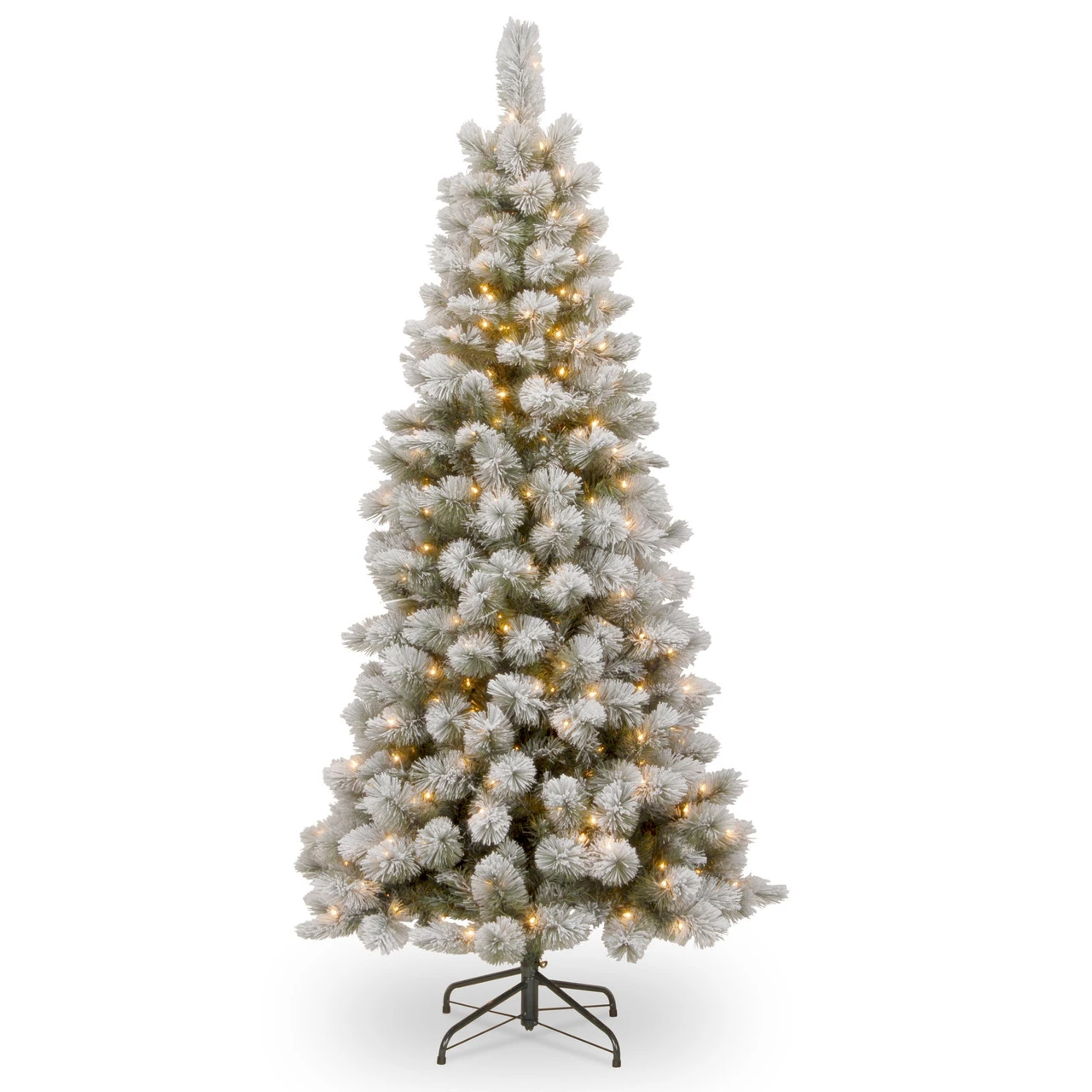 7.5’ Pre-Lit Snowy Bristle Pine Slim Pine Tree With Clear Lights 3 7.5’ Pre-Lit Snowy Bristle Pine Slim Pine Tree With Clear Lights
