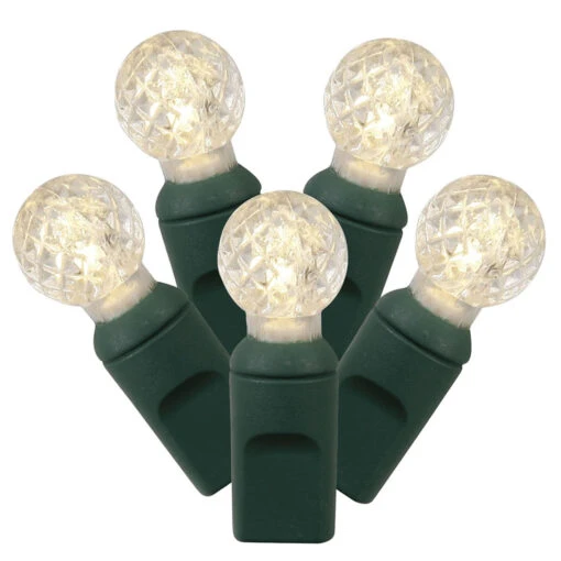 100ct White LED G12 Berry Christmas Lights - 33 Ft Green Wire