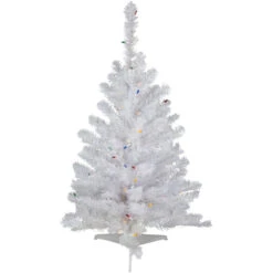 3' Pre-Lit Snow White Artificial Christmas Tree, Multi Lights