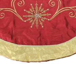 54" Gold And Burgundy Gem Embroidered Snowflake Swirls Silk Christmas Tree Skirt -Optimal Christmas Shop st.20nicks20choice202564590 1 46202.1667576094