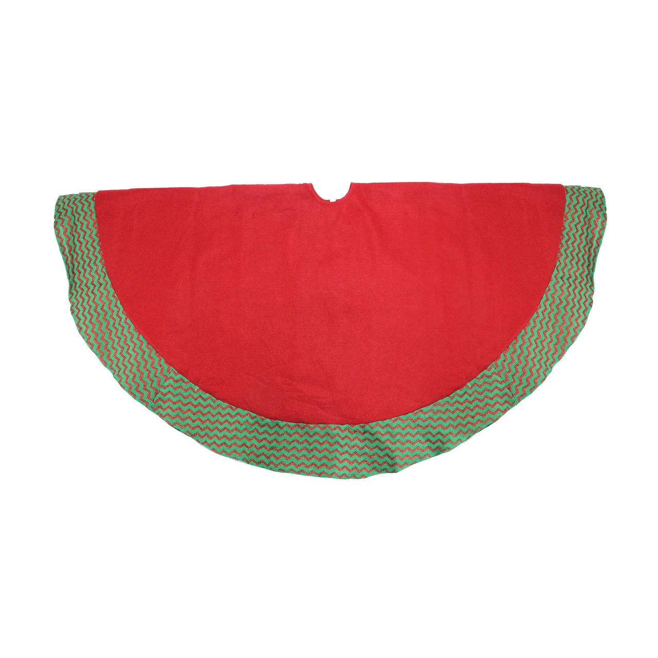 46.5" Red And Green Glittered Chevron Border Christmas Tree Skirt 3 46.5" Red And Green Glittered Chevron Border Christmas Tree Skirt