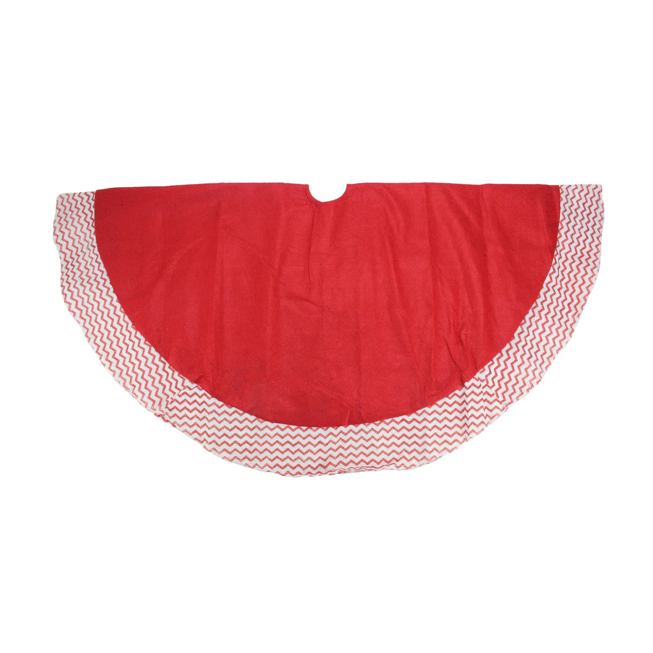 48" Red And White Glittered Chevron Border Christmas Tree Skirt 3 48" Red And White Glittered Chevron Border Christmas Tree Skirt
