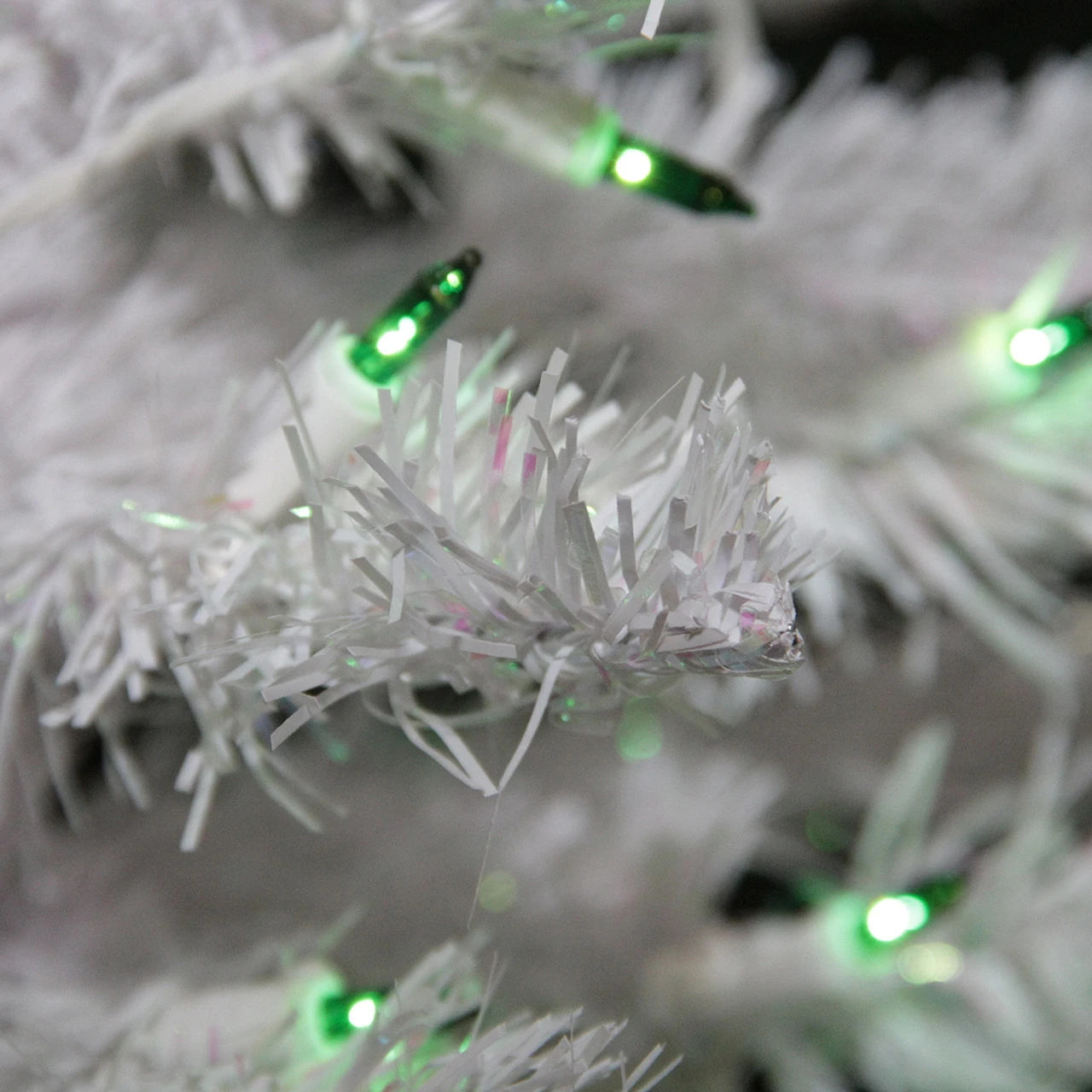 4' Pre Lit White Iridescent Pine Artificial Christmas Tree - Green Lights 4 4' Pre Lit White Iridescent Pine Artificial Christmas Tree - Green Lights - Image 2