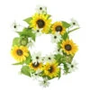 Yellow Sunflower And Cream White Daisy Artificial Floral Christmas Wreath - 22-Inch, Unlit
