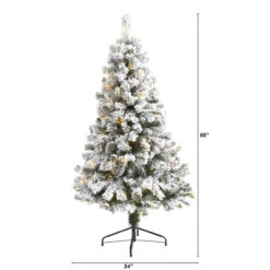 5' Pre-Lit Flocked Fir Artificial Christmas Tree, Warm Clear LED Lights -Optimal Christmas Shop t1739 2 58607.1667535125