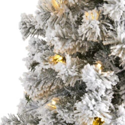5' Pre-Lit Flocked Fir Artificial Christmas Tree, Warm Clear LED Lights -Optimal Christmas Shop t1739 3 56007.1667535125