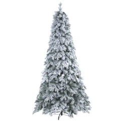 8' Pre-Lit Flocked Vermont Pine Artificial Christmas Tree, Warm Clear LED Lights -Optimal Christmas Shop t1773 3 22534.1681393457