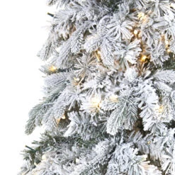 8' Pre-Lit Flocked Vermont Pine Artificial Christmas Tree, Warm Clear LED Lights -Optimal Christmas Shop t1773 4 17539.1681393457
