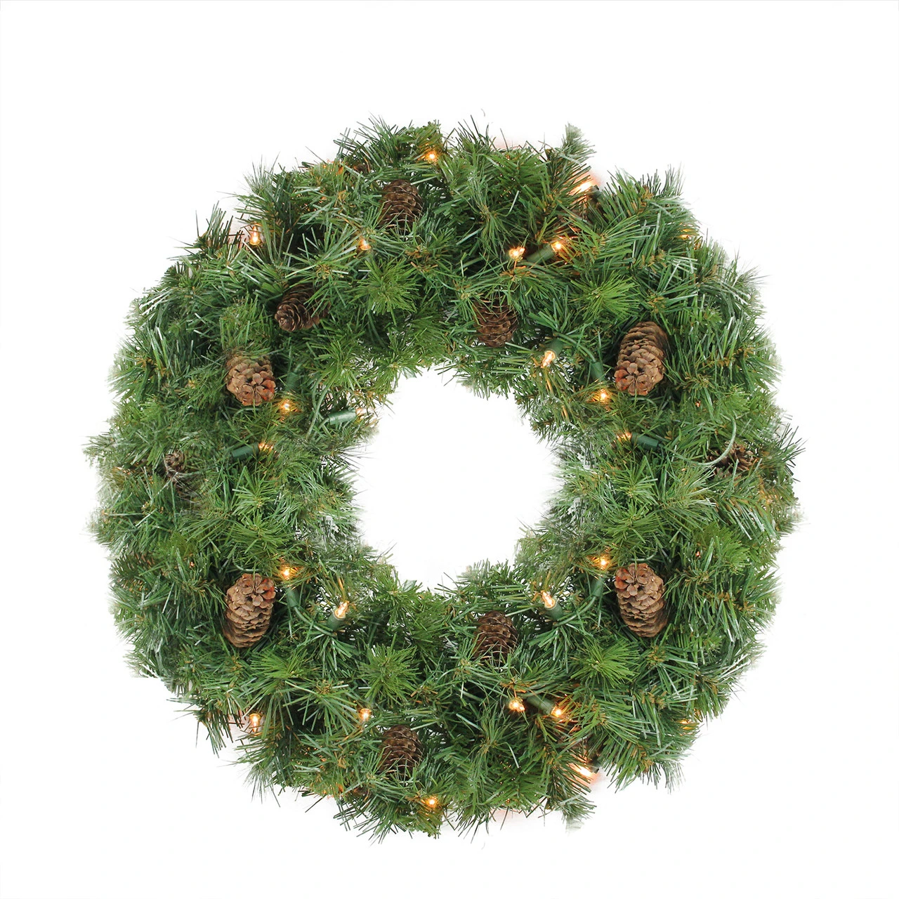 Pre-Lit Dakota Pine Artificial Christmas Wreath - 24-Inch, Clear Lights 3 Pre-Lit Dakota Pine Artificial Christmas Wreath - 24-Inch, Clear Lights