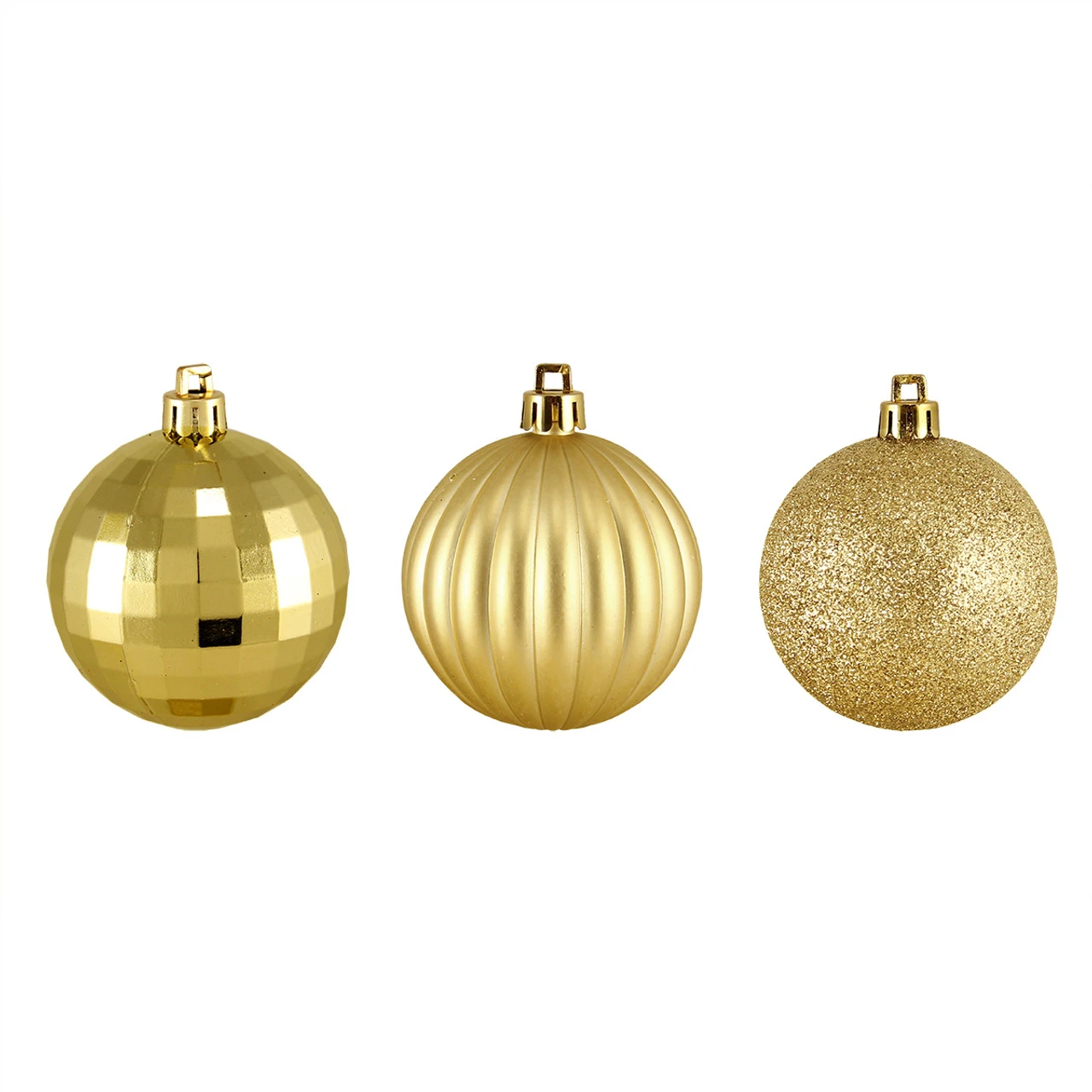 100ct Vegas Gold Shatterproof 3-Finish Christmas Ball Ornaments 2.5" (60mm) 3 100ct Vegas Gold Shatterproof 3-Finish Christmas Ball Ornaments 2.5" (60mm)