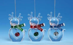 Club Pack Of 12 Clear Icy Crystal Decorative Christmas Deer Ornaments 3.5"