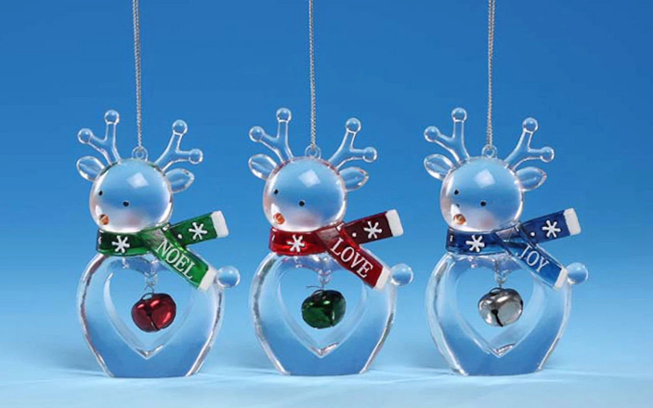Club Pack Of 12 Clear Icy Crystal Decorative Christmas Deer Ornaments 3.5" 3 Club Pack Of 12 Clear Icy Crystal Decorative Christmas Deer Ornaments 3.5"