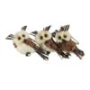 Set 3 Sisal And Twig Owl Christmas Ornaments, 3.5"