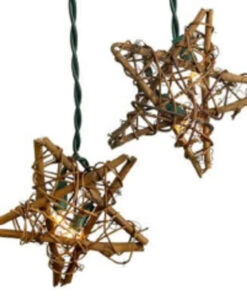Set Of 5 Country Rustic Rattan Star Novelty Christmas Lights - Clear Lights 5 Set Of 5 Country Rustic Rattan Star Novelty Christmas Lights - Clear Lights -Optimal Christmas Shop ul1218 14524.1667491052