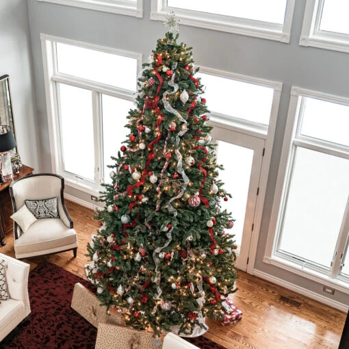 12' Pre-lit Full Northern Pine Artificial Christmas Tree, Multi-Color LED Lights