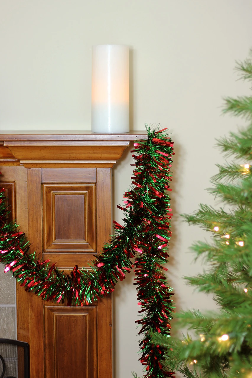 50' X 3" Red And Green Wide Cut 6-Ply Artificial Christmas Garland - Unlit 4 50' X 3" Red And Green Wide Cut 6-Ply Artificial Christmas Garland - Unlit - Image 2