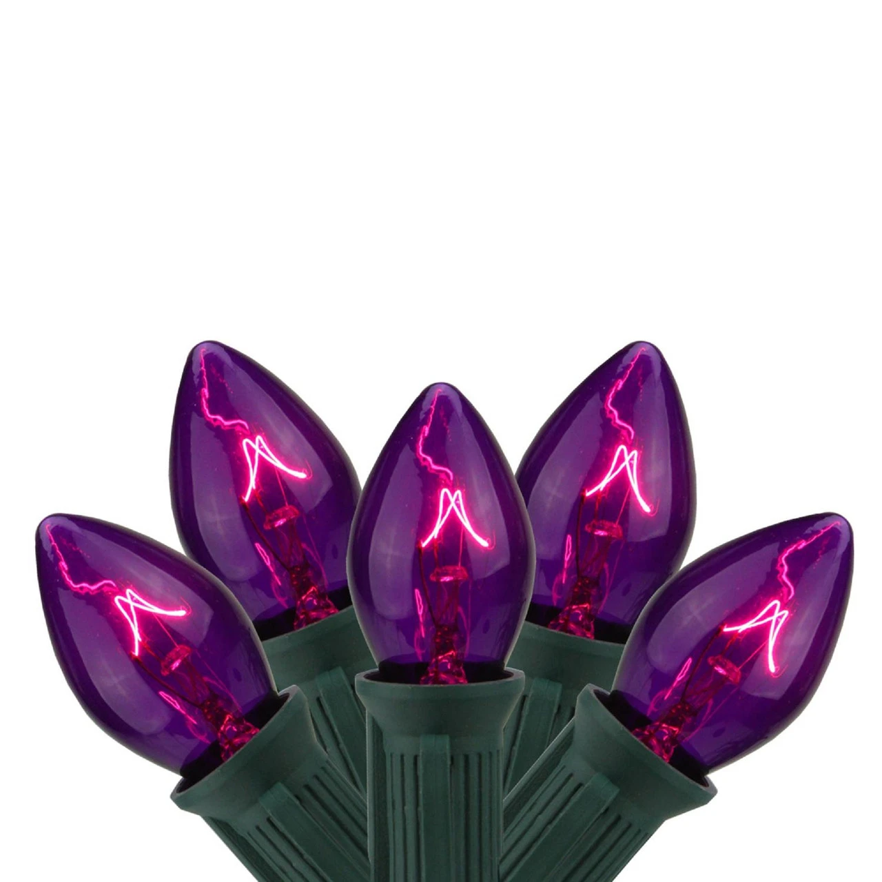 25-Count Purple C7 Transparent Christmas Light Set, 24ft Green Wire 3 25-Count Purple C7 Transparent Christmas Light Set, 24ft Green Wire