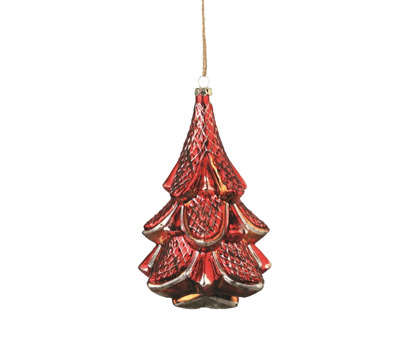6" Red Vintage Glass Hanging Christmas Tree Ornament 3 6" Red Vintage Glass Hanging Christmas Tree Ornament