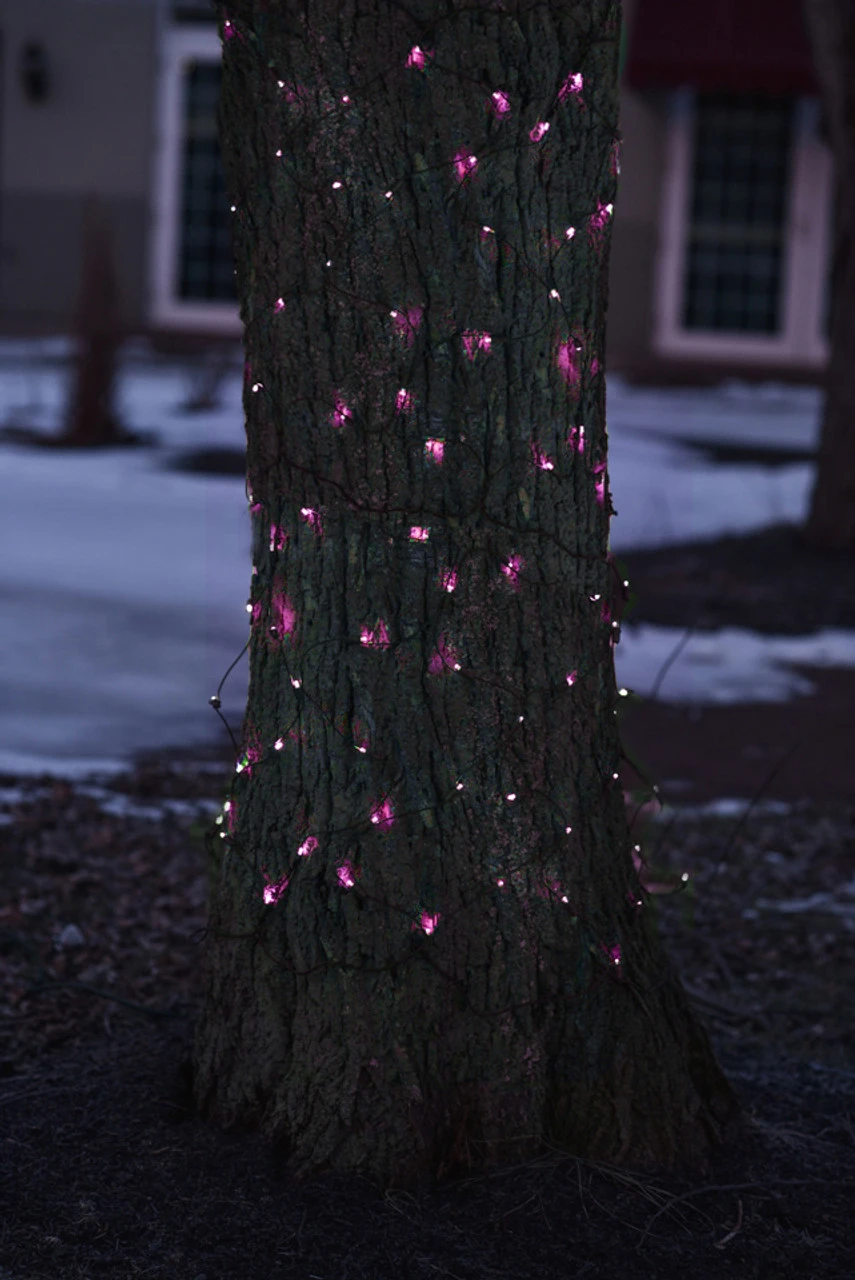 2' X 8' Pink LED Net Style Tree Trunk Wrap Christmas Net Lights - Brown Wire 4 2' X 8' Pink LED Net Style Tree Trunk Wrap Christmas Net Lights - Brown Wire - Image 2